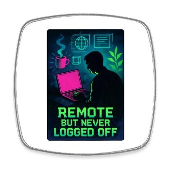 Connected Teleworker H24 Design Neon Cyber - Viereckiger Kühlschrankmagnet - Weiß - Vorne