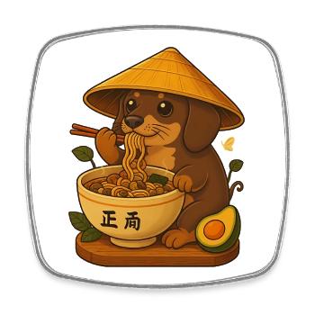 Japanische Ramen Dackel Nudelschale Anime Otaku - Viereckiger Kühlschrankmagnet - Weiß - Vorne