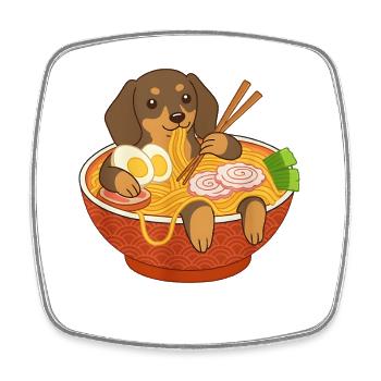 Japanische Ramen Dackel Nudelschale Anime Otaku - Viereckiger Kühlschrankmagnet - Weiß - Vorne