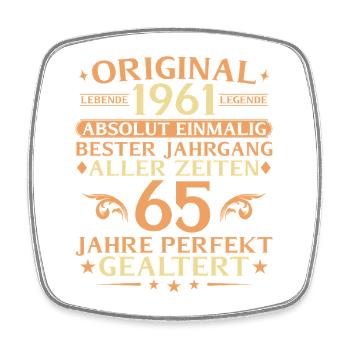 65 years perfectly aged vintage 1961 - Square fridge magnet - white - Front
