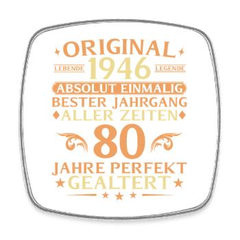 80 ans parfaitement vieilli millésime 1946 - Magnet carré - blanc - Devant