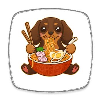 Japanische Ramen Dackel Nudelschale Anime Otaku - Viereckiger Kühlschrankmagnet - Weiß - Vorne