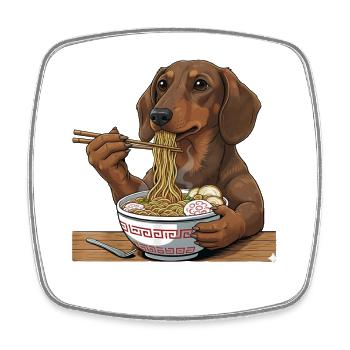 Japanische Ramen Dackel Nudelschale Anime Otaku - Viereckiger Kühlschrankmagnet - Weiß - Vorne