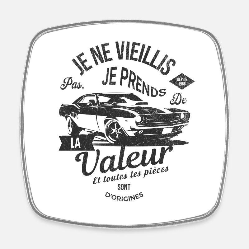 Jubiläums-Oldtimer 1966 - Viereckiger Kühlschrankmagnet - Weiß