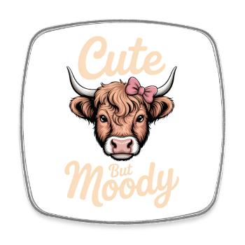 Highland Cattle Sayings Moody Funny Gift - Square fridge magnet - white - Front