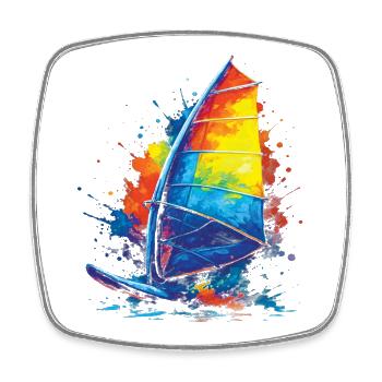 Windsurfing - Water Sports Illustration - Square fridge magnet - white - Front