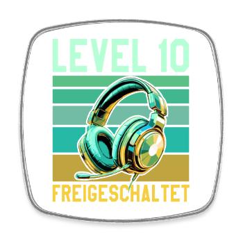 10. Geburtstag Junge Mädchen Gamer Level 10 Jahre - Viereckiger Kühlschrankmagnet - Weiß - Vorne