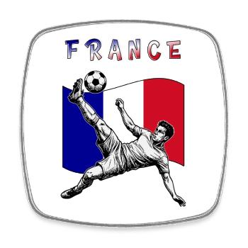 Football France Flag Quille de pied suspendu - Magnet carré - blanc - Devant