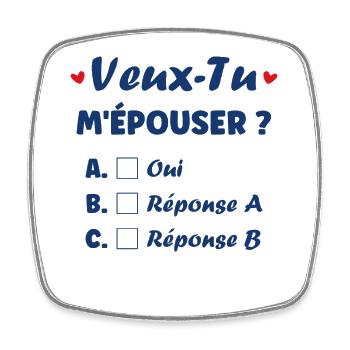 Will you marry me? Heart Challenge - Square fridge magnet - white - Front