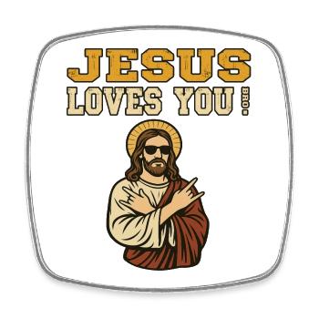 Jesus loves you Bro - Kirche Glaube Christen  - Viereckiger Kühlschrankmagnet - Weiß - Vorne