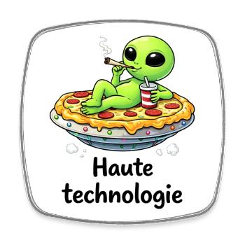 Hightech – Alien-Entspannung und skurriler Humor - Viereckiger Kühlschrankmagnet - Weiß - Vorne