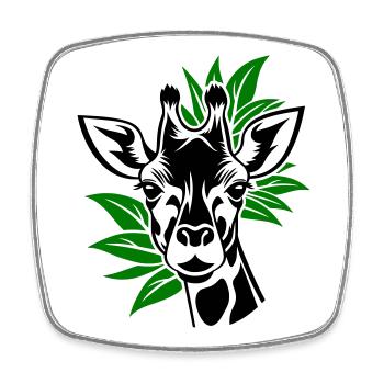 Giraffe with leaves in the background - Square fridge magnet - white - Front