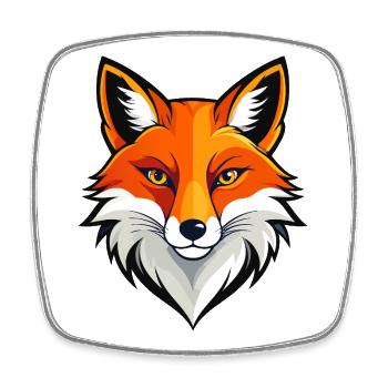 Bold Fox Head Illustration Red Fox Head Motif - Square fridge magnet - white - Front