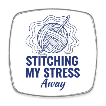Lustiges Häkelnähen – meine Stress-Away-Garnliebhaber - Viereckiger Kühlschrankmagnet - Weiß - Vorne
