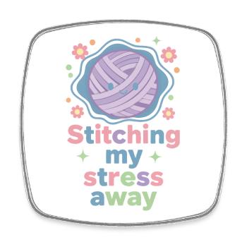 Coudre mon stress pour chasser mon drôle d’amant du crochet - Magnet carré - blanc - Devant