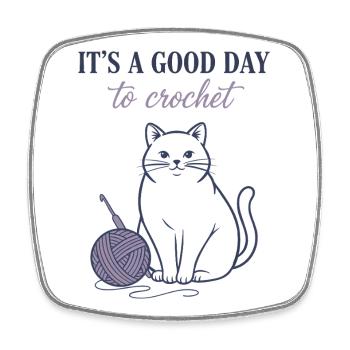 C’est un bon jour pour crocheter des amateurs de laine pour chats drôles - Magnet carré - blanc - Devant