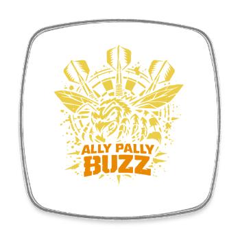 Un Buzz de Ally Pally | Dart Bee - Magnet carré - blanc - Devant