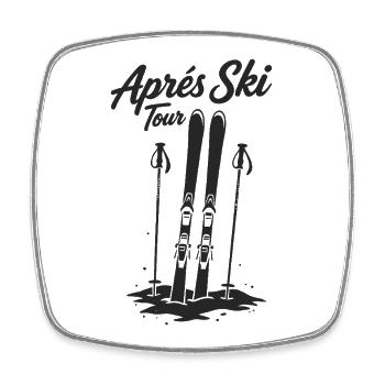 Après-ski tour Skiing Winter holiday Group - Square fridge magnet - white - Front