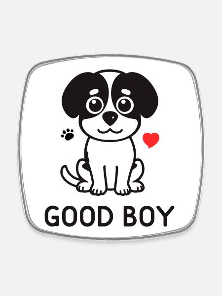 Bon garçon – Motif du chien mignon - Magnet carré - blanc
