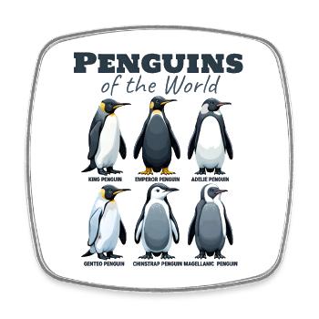 Penguins of the World Species Overview Penguin Design - Square fridge magnet - white - Front