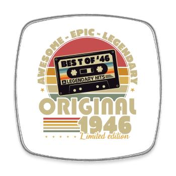 Original 1946 Vintage Birthday Retro - Square fridge magnet - white - Front