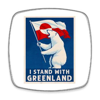 Je me tiens aux côtés des Groenlandais de l’Ours du drapeau du Groenland - Magnet carré - blanc - Devant