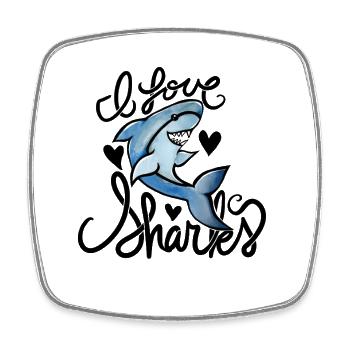 Silhouette du requin azur - Magnet carré - blanc - Devant