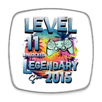 Level 11 Jahre Freigeschaltet seit 2015 Geburtstag - Viereckiger Kühlschrankmagnet - Weiß - Vorne