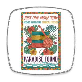 Just One More Row Paradise Found Crochet Lovers - Viereckiger Kühlschrankmagnet - Weiß - Vorne