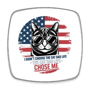 Amoureux des chats sous le drapeau américain, vie de père de chat de la Saint-Valentin - Magnet carré - blanc - Devant