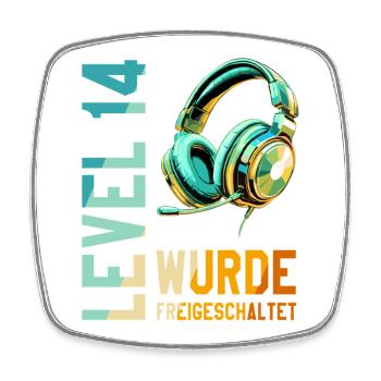 14. Geburtstag Junge Mädchen Teenager Level 14 - Viereckiger Kühlschrankmagnet - Weiß - Vorne