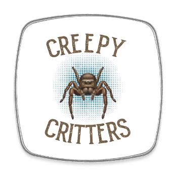 Creepy Critters – Realistische Springspinne - Viereckiger Kühlschrankmagnet - Weiß - Vorne