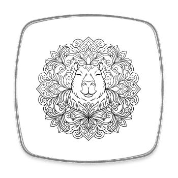 Ornement Capybara dans le style mandala - Magnet carré - blanc - Devant