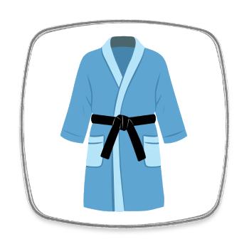 Martial Arts Bademantel (blau) - Viereckiger Kühlschrankmagnet - Weiß - Vorne