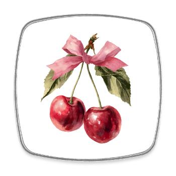 Cherries with ribbon | Valentine's Day - Love - Square fridge magnet - white - Front