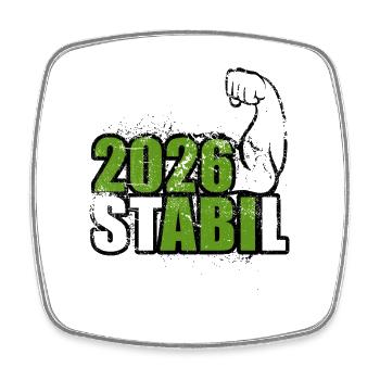 Stabil Abi 2026 - Bizeps - Abitur - Spruch - Viereckiger Kühlschrankmagnet - Weiß - Vorne