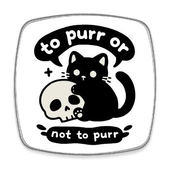 To Purr or Not to Purr | Katze mit Totenkopf  - Viereckiger Kühlschrankmagnet - Weiß - Vorne