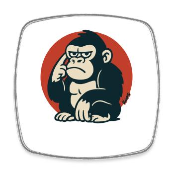 Nachdenklicher Affe im Retro-Stil - Viereckiger Kühlschrankmagnet - Weiß - Vorne
