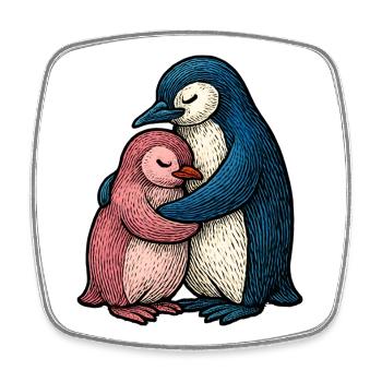 Umarmte Pinguine: Blau Rosa Duo - Viereckiger Kühlschrankmagnet - Weiß - Vorne