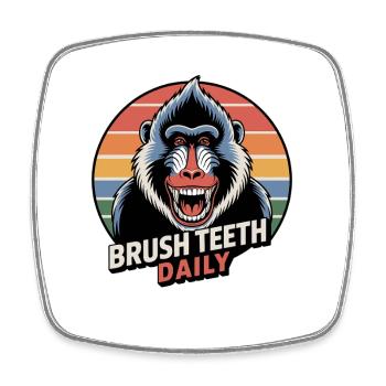 Brossage quotidien des dents Mandrill Monkey - Magnet carré - blanc - Devant