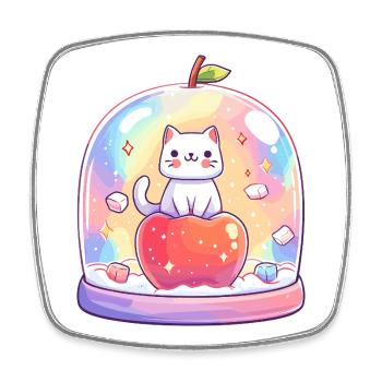 Pastel cat shine in a glass - Square fridge magnet - white - Front
