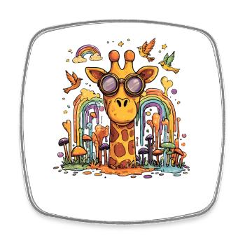 Giraffe in Rainbow Forest - Square fridge magnet - white - Front