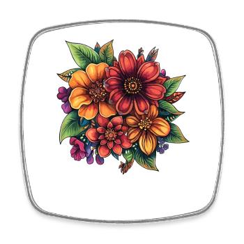 Colourful floral composition - Square fridge magnet - white - Front