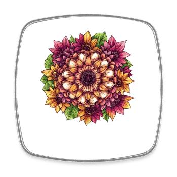 Orange Sunflower Mandala - Square fridge magnet - white - Front