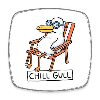 Chill Gull Lounge - Viereckiger Kühlschrankmagnet - Weiß - Vorne