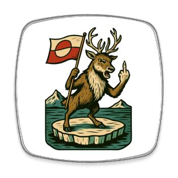 Greenland Shirt Reindeer Caribou - Viereckiger Kühlschrankmagnet - Weiß - Vorne