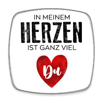 In meinem Herzen ist ganz viel Du - Viereckiger Kühlschrankmagnet - Weiß - Vorne
