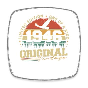 Original 1946 Jahrgang Vintage Geburtstag Retro - Viereckiger Kühlschrankmagnet - Weiß - Vorne