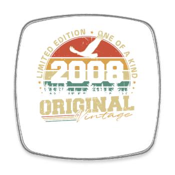 Original 2008 Vintage Vintage Birthday Retro - Square fridge magnet - white - Front