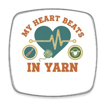 Funny Crochet My Heart Beats In Yarn Crochet Lover - Square fridge magnet - white - Front